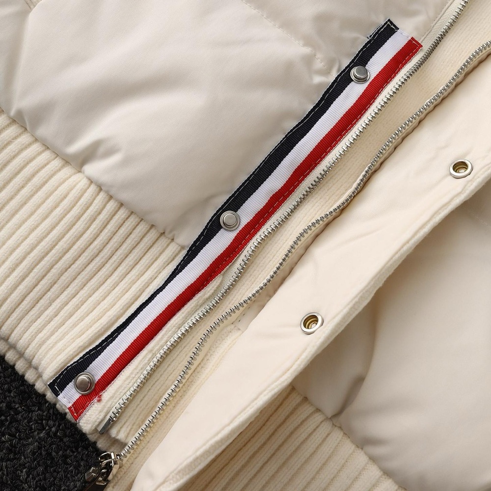 Thom Browne White Knit Patchwork Down Jacket - image 6